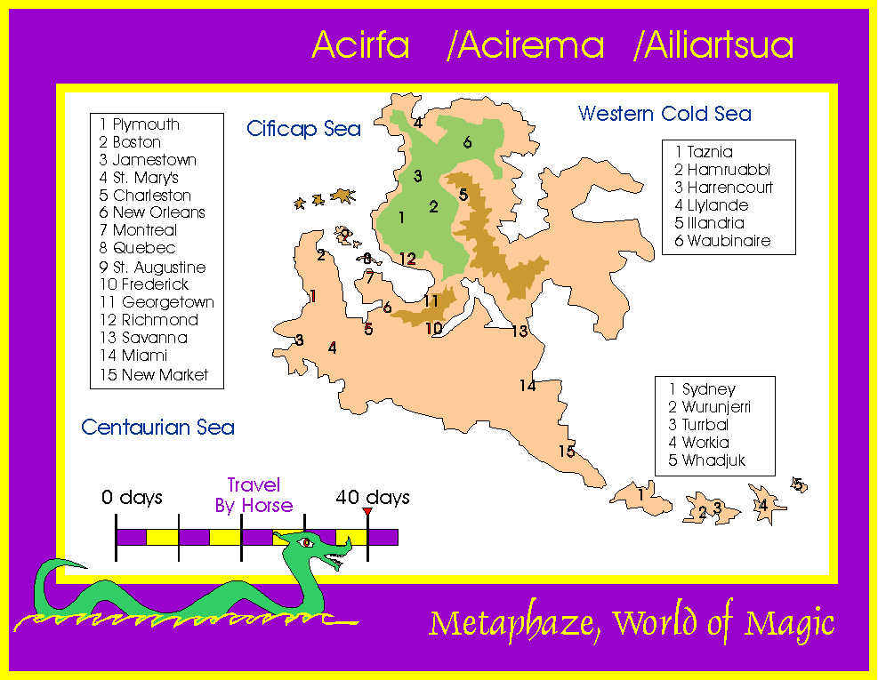 Map of Acirfa/Acirema Continents